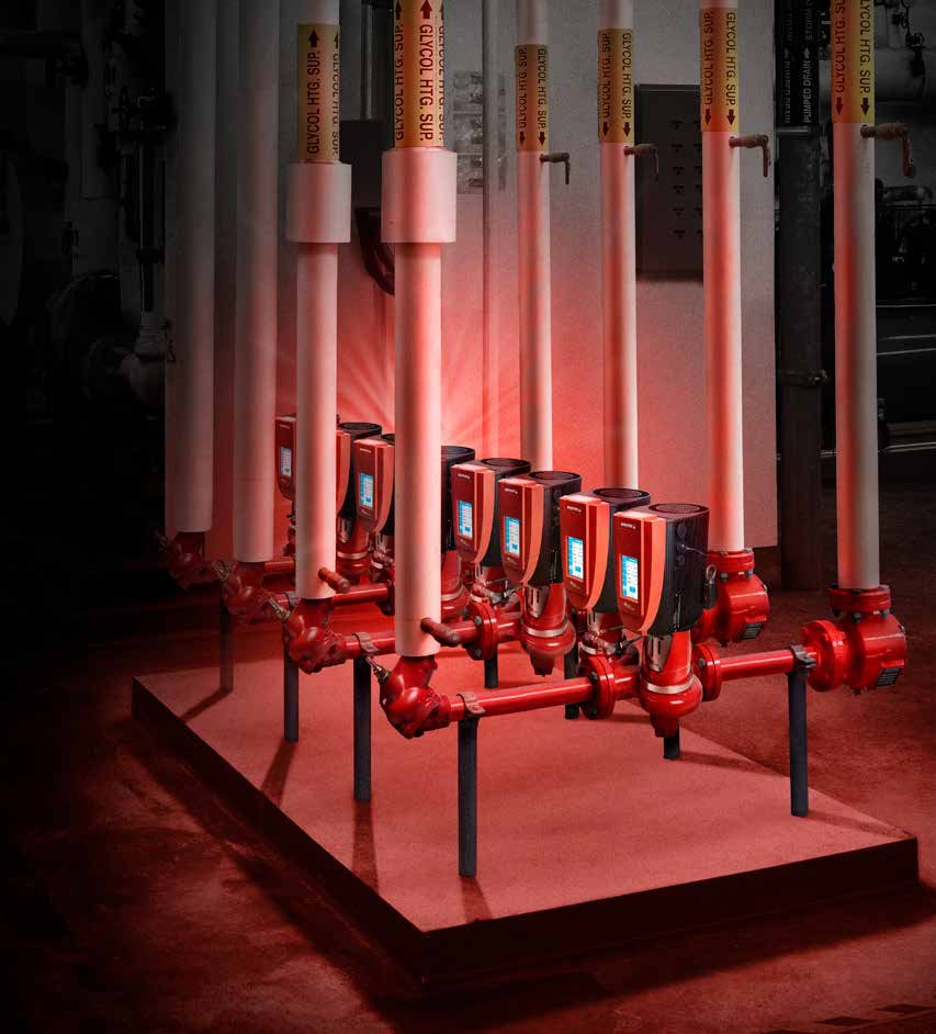 Armstrong Design Envelope pumps installed in a plant room